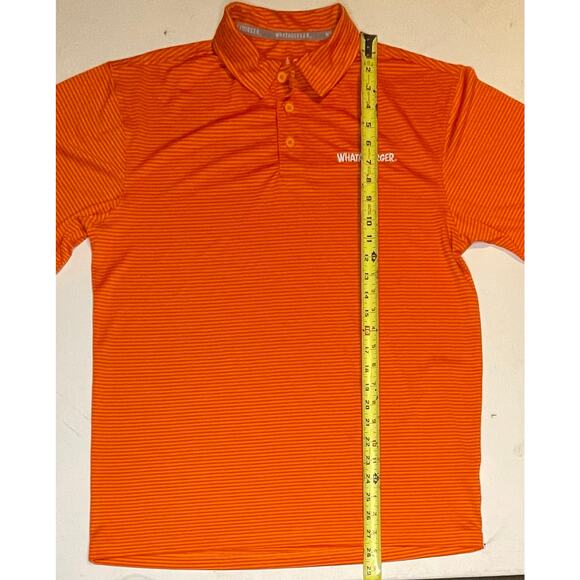NWOT Whataburger Orange Striped Polo Shirt Men’s M Logo Uniform Golf Fanwear - Picture 6 of 8